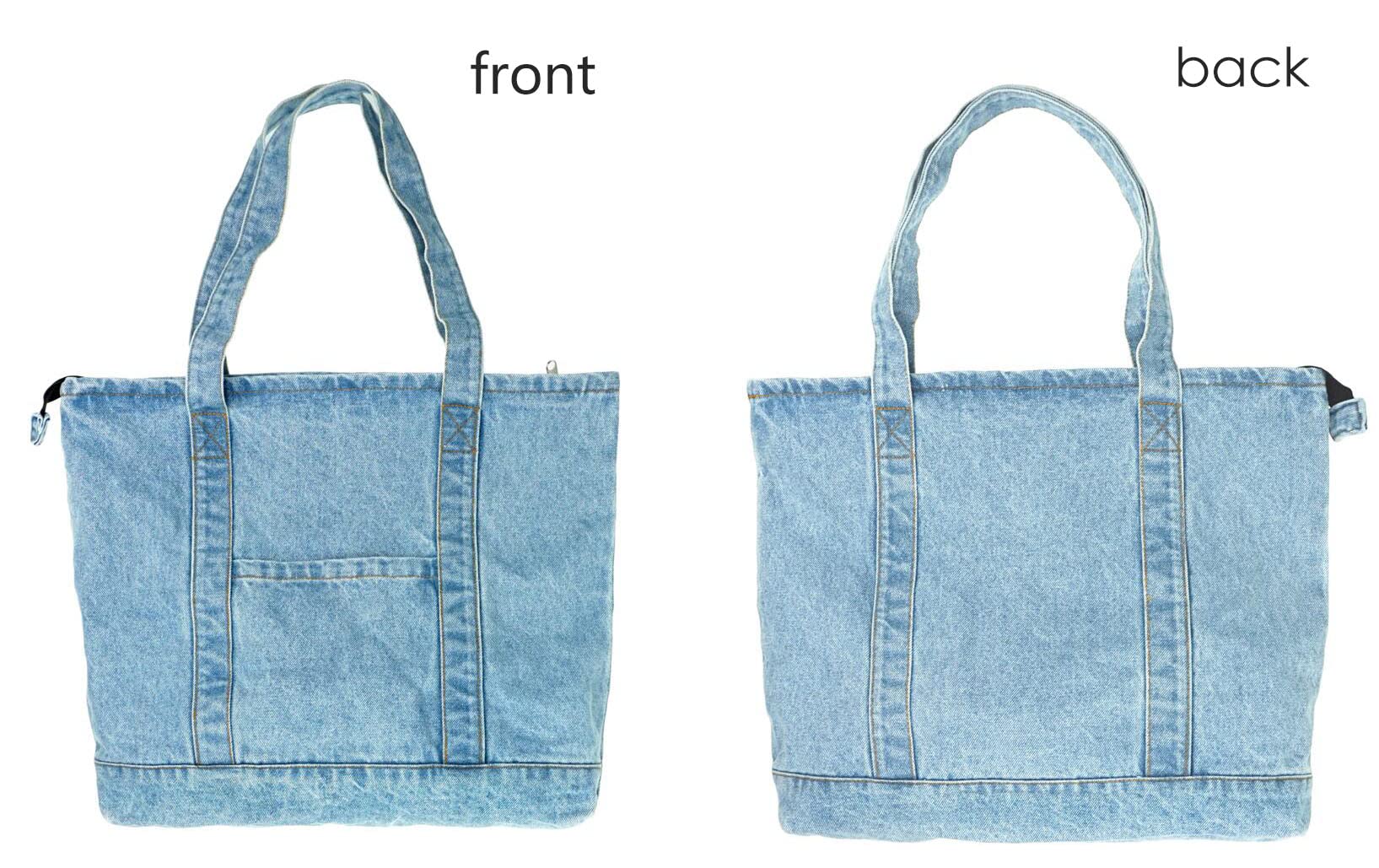 YunZh Denim Tote Bag Casual Style Lightweight Classic Retro Travel Shopper Shoulder Handbag