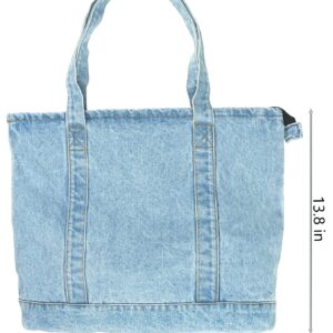 YunZh Denim Tote Bag Casual Style Lightweight Classic Retro Travel Shopper Shoulder Handbag