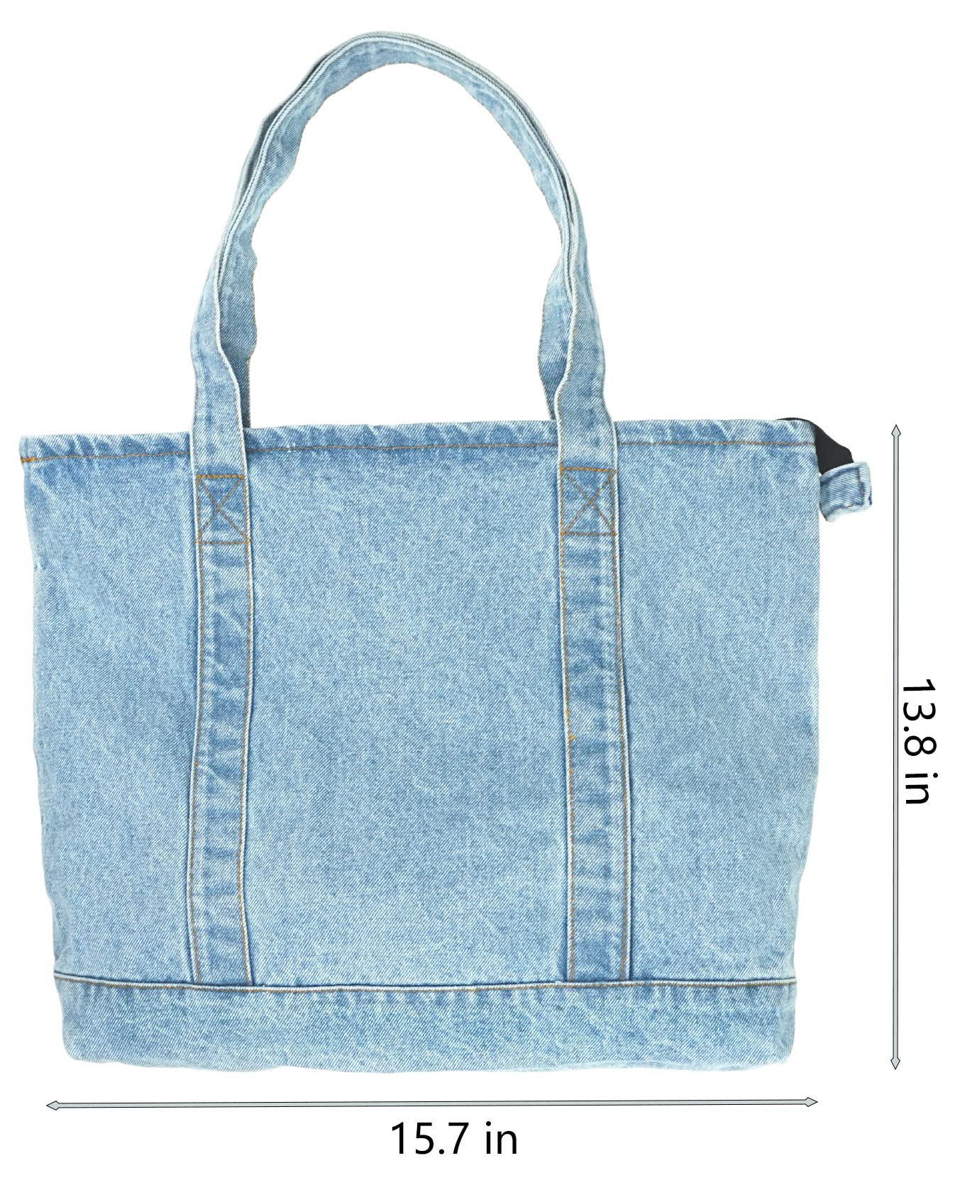 YunZh Denim Tote Bag Casual Style Lightweight Classic Retro Travel Shopper Shoulder Handbag