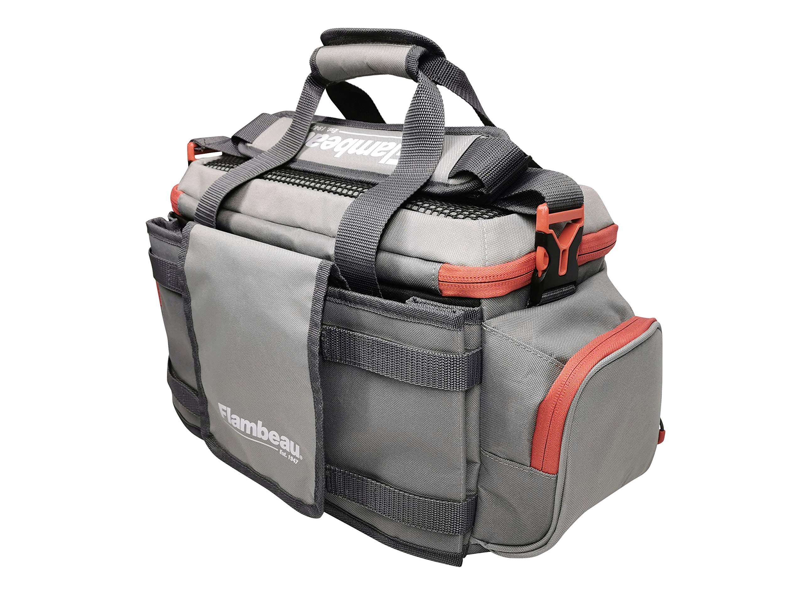 Evolution Outdoors FL30006: 5007 Pro-Angler Zerust Tackle Bag (Grey/Red) - Includes 3 Trays