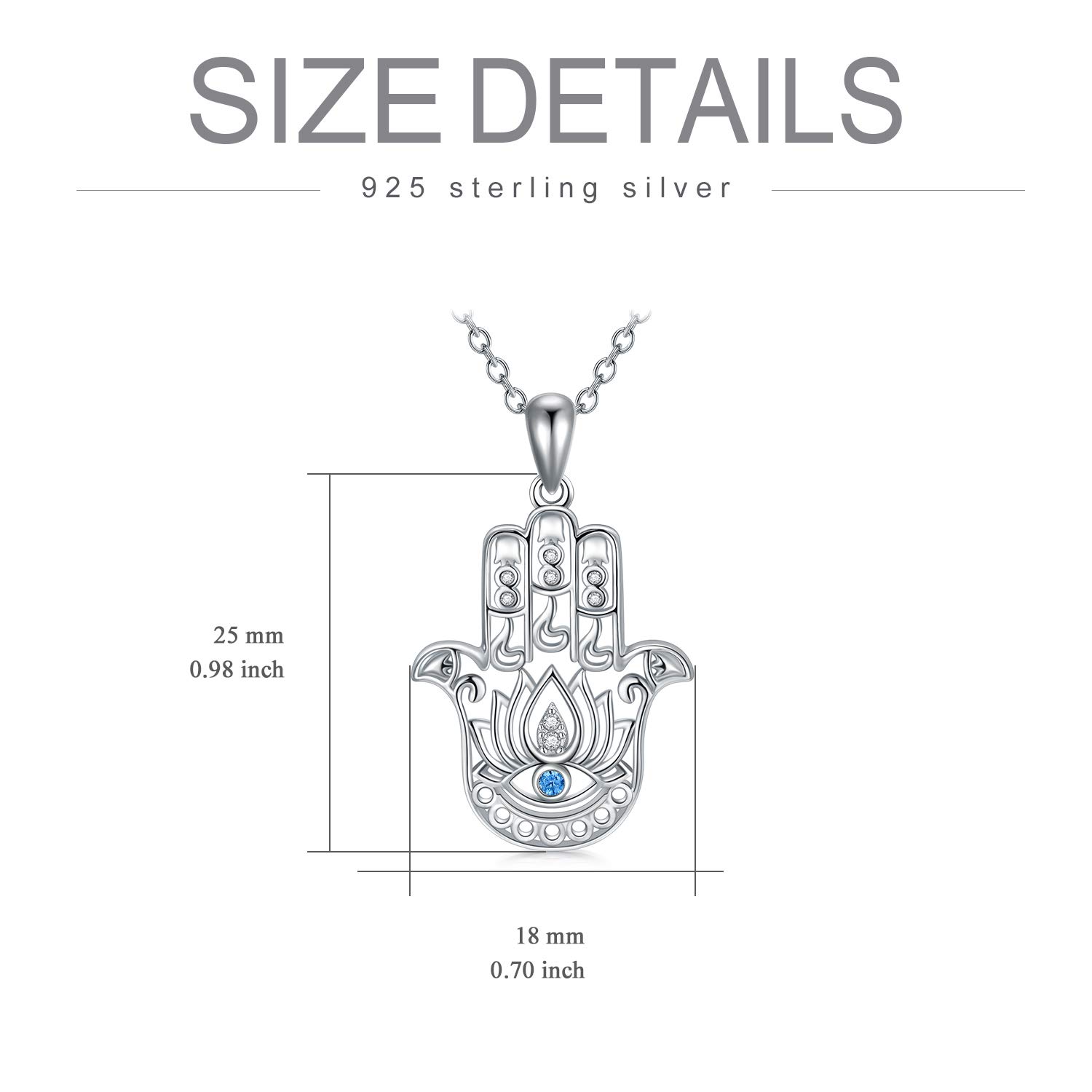 LONAGO Hamsa Necklace 925 Sterling Silver Evil Eye Hamsa Hand Pendant Necklace Good Luck Jewelry Gift for Women