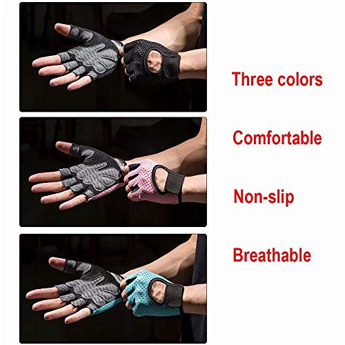 LONGU Workout Gloves Breathable Non-Slip Silica Gel Grip Exercise Gloves Men and Women for Weightlifting,Yoga,Dumbbell,Bodybuilding Sport Pink