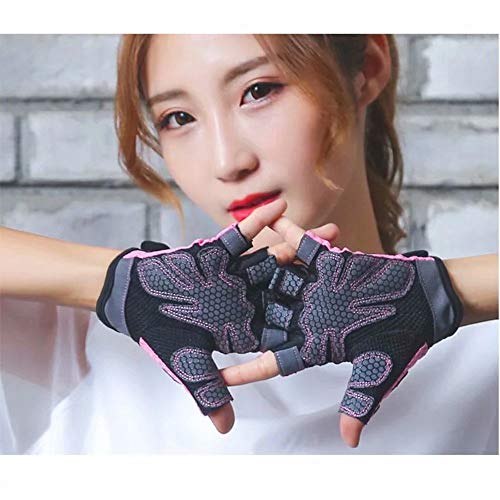 LONGU Workout Gloves Breathable Non-Slip Silica Gel Grip Exercise Gloves Men and Women for Weightlifting,Yoga,Dumbbell,Bodybuilding Sport Pink