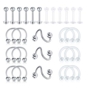 lauritami 16g cartilage helix tragus stud earring twist spiral barbell lip rings labret stud horseshoe piercing twisted eyebrow rings piercing for women men jewelry