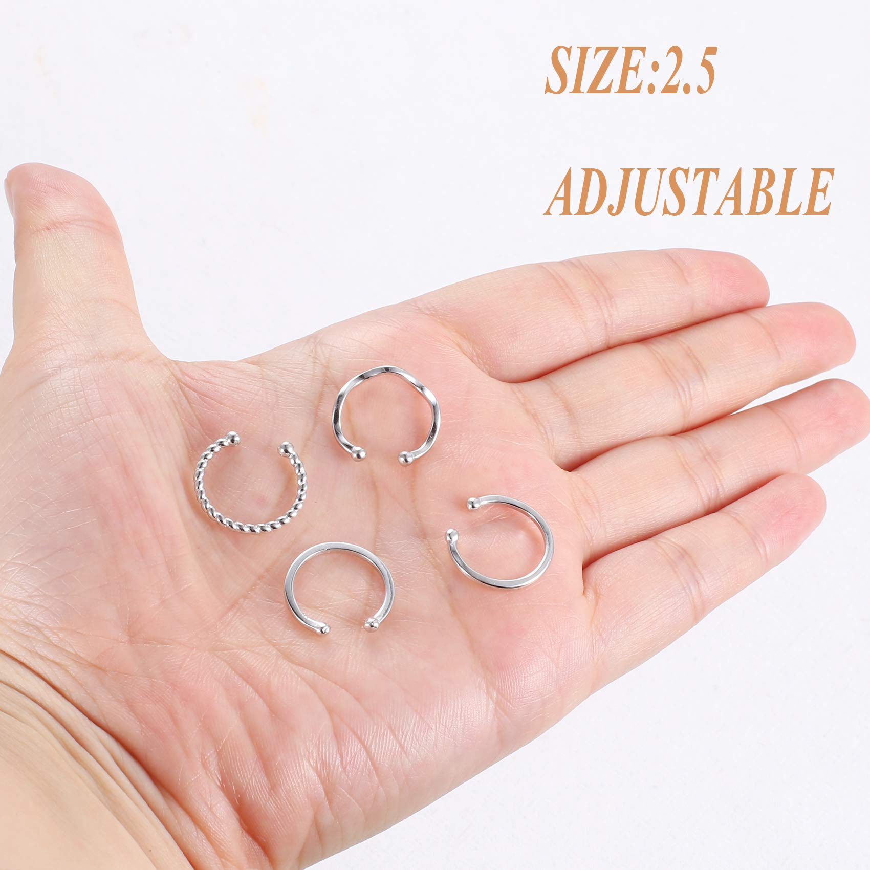 JOERICA 4 PCS Toe Rings 925 Sterling Silver Gold Plated Open Toe Rings for Women Adjustable Simple Thin Band Minimalist Beach Toe Rings Set Foot Jewelry