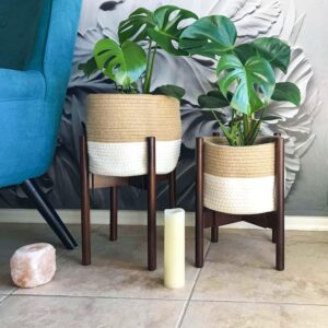 RAINBLELAND Plant Stand, Excluding Planter Stand Pot, Mid Century modern Plant Stands for Indoor Plants, Indoor Plant Stand fits 8 9 10 11 12 Inches Plant Pots, Plant Holder Stand, Bamboo Stand