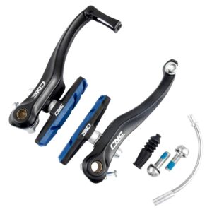 CNC V Brake Set, Bicycle Linear Pull V Brakes for Front/Rear Wheel,V Brake with Lever and Cable， Long Arm 110mm, Blue Black