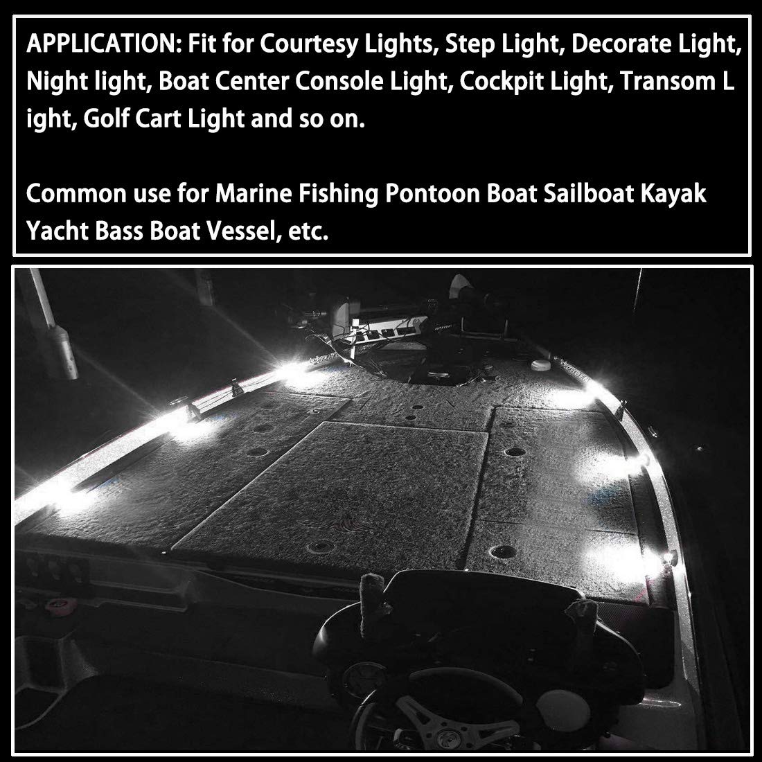 Shangyuan Marine Boat Lights, Utility Led Interior Lights For Boat Deck Courtesy Transom Cockpit Light, 12v Waterproof Marine Lighs For Yacht Fishing Pontoon Boat Sailboat Kayak Bass Boat, White, 4PCS