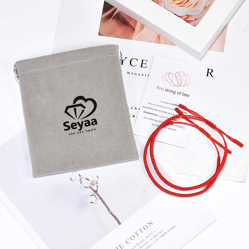 Seyaa Handmade Red String of Fate Bracelet Kabbalah Lucky Protection Matching Bracelets Valentines Day Gifts for Couple Lover Women Men Him Her