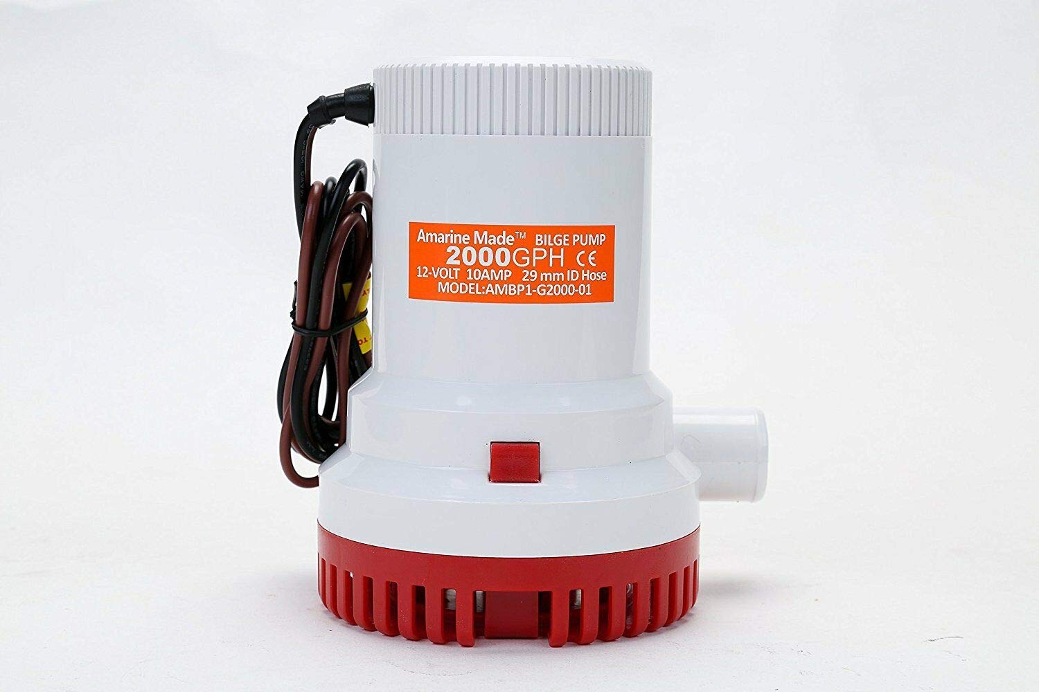 Amarine Made Non Automatic Bilge Pump for Boats 2000 GPH Submersible Pump 12V Boat Marine Plumbing Electric with Hose ID 29mm 1-1/8 Outlet 8.5A White