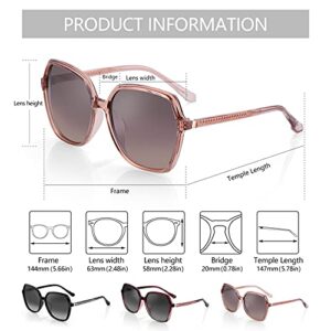 ZENOTTIC Polarized Sunglasses for Women Vintage Oversized Square Sun Glasses Ladies Shades UV400 Protection