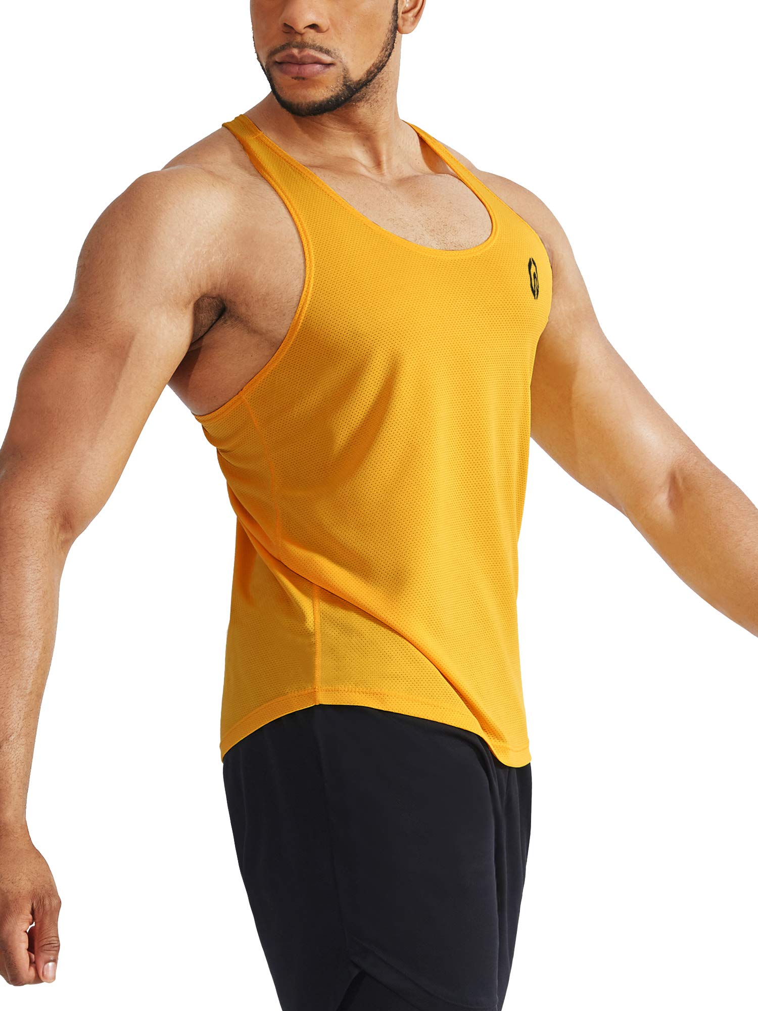 NELEUS Men's Workout Running Tank Top Sleeveless Gym Athletic Shirts Pack of 3,5080,Blue/Red/Yellow,S