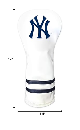 Team Golf MLB New York Yankees White Vintage Fairway Head Cover White Vintage Fairway Golf Club Headcover, Form Fitting Design, Retro Design