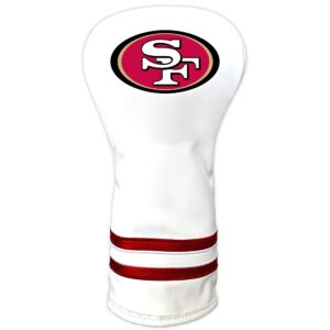 team golf nfl san francisco 49ers white vintage driver head cover white vintage driver golf club headcover, form fitting design, retro design