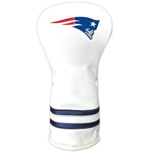 Team Golf NFL New England Patriots White Vintage Driver Head Cover White Vintage Driver Golf Club Headcover, Form Fitting Design, Retro Design