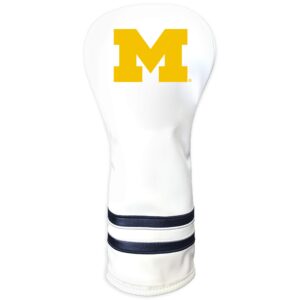 team golf ncaa michigan wolverines white vintage fairway head cover white vintage fairway golf club headcover, form fitting design, retro design