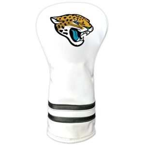 team golf nfl jacksonville jaguars white vintage driver head cover white vintage driver golf club headcover, form fitting design, retro design