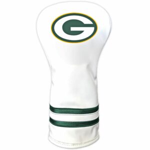 Team Golf NFL Green Bay Packers White Vintage Driver Head Cover White Vintage Driver Golf Club Headcover, Form Fitting Design, Retro Design