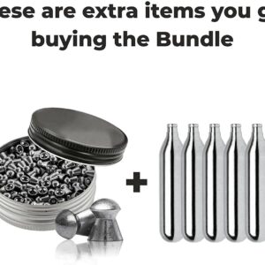 Umarex Colt Government 1911 A1 CO2 Semi Auto Air Pistol Pellets Airgun with 5X 12gr CO2 Tanks and Wearable4U Pack of 500 .177 Lead Pellets Bundle (Black)