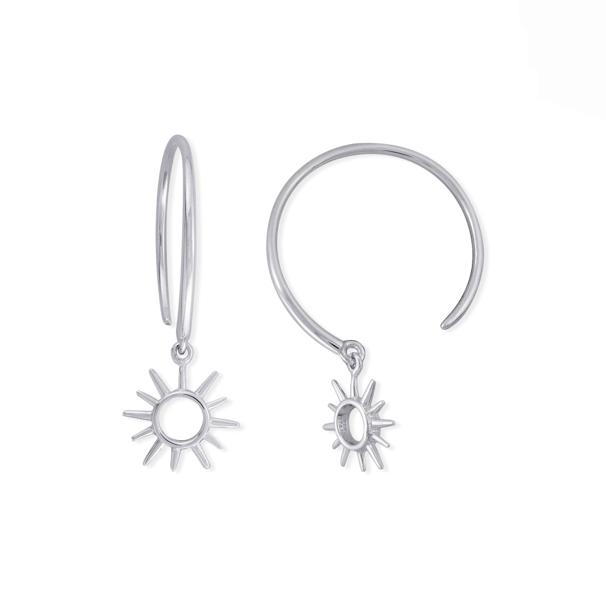 Boma Jewelry Sterling Silver Sunburst Pull Through Hoop Earrings