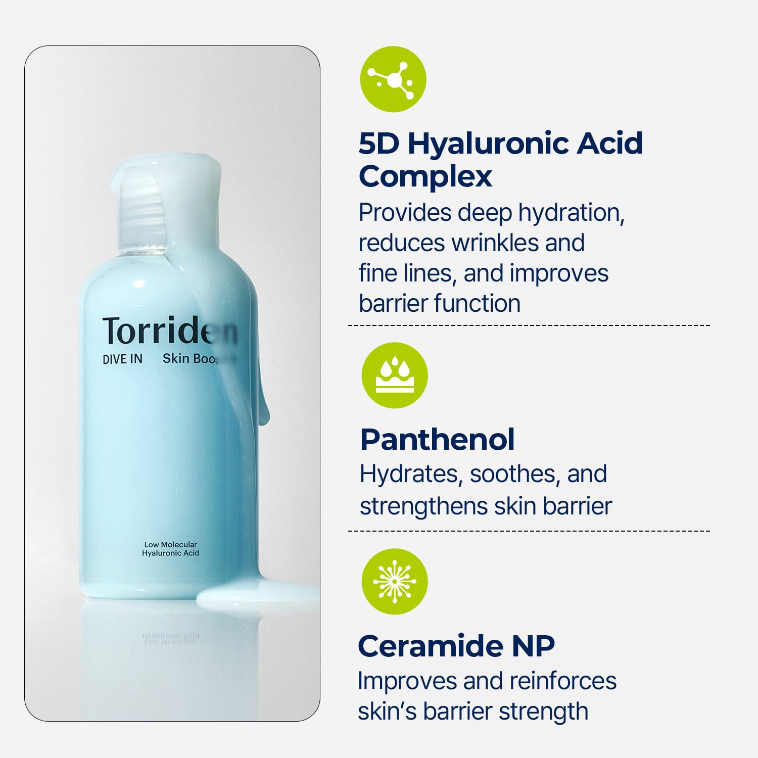 Torriden Dive-in Hyaluronic Acid Skin Hydrating Booster 6.76 fl oz | Deep Nourishing Facial Moisturizing Toner for Dry, Sensitive Skin | Hyaluronic Acid, Panthenol, Ceramide