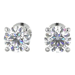 Natural Real 1/4 Carat (Color I-J) TW 14k White Gold Diamond Studs Earrings with Push Backs. Clarity - I1/I2 - Eye Clean, 14K Gold Round-Cut Diamond Stud Earrings