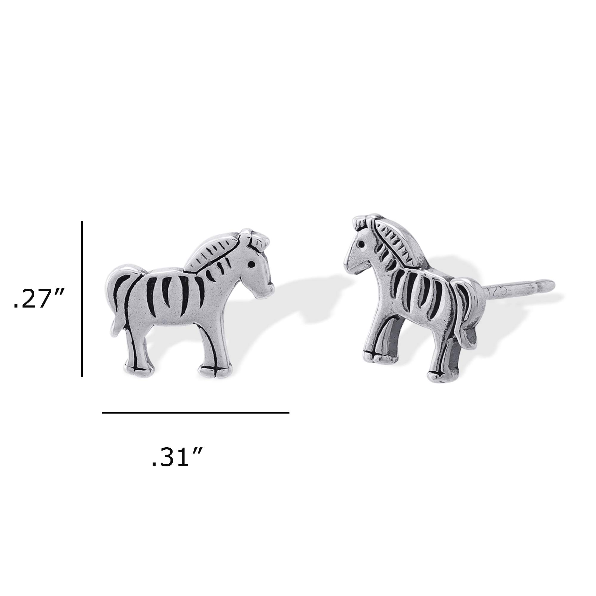 Boma Jewelry Sterling Silver Zebra Stud Earrings