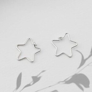 Boma Jewelry Sterling Silver Star Hoop Earrings