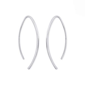 boma jewelry sterling silver elliptical threader pull through hoop earrings (silver)