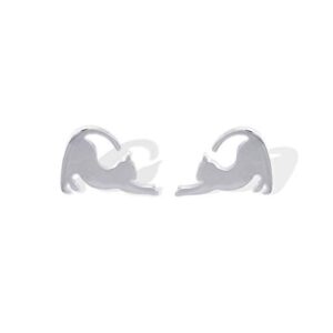 Boma Jewelry Sterling Silver Stretching Cat Stud Earrings