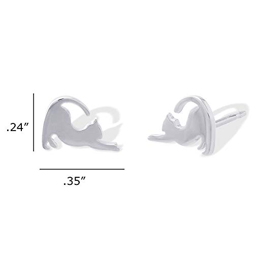 Boma Jewelry Sterling Silver Stretching Cat Stud Earrings