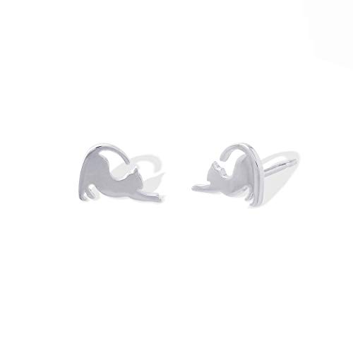 Boma Jewelry Sterling Silver Stretching Cat Stud Earrings