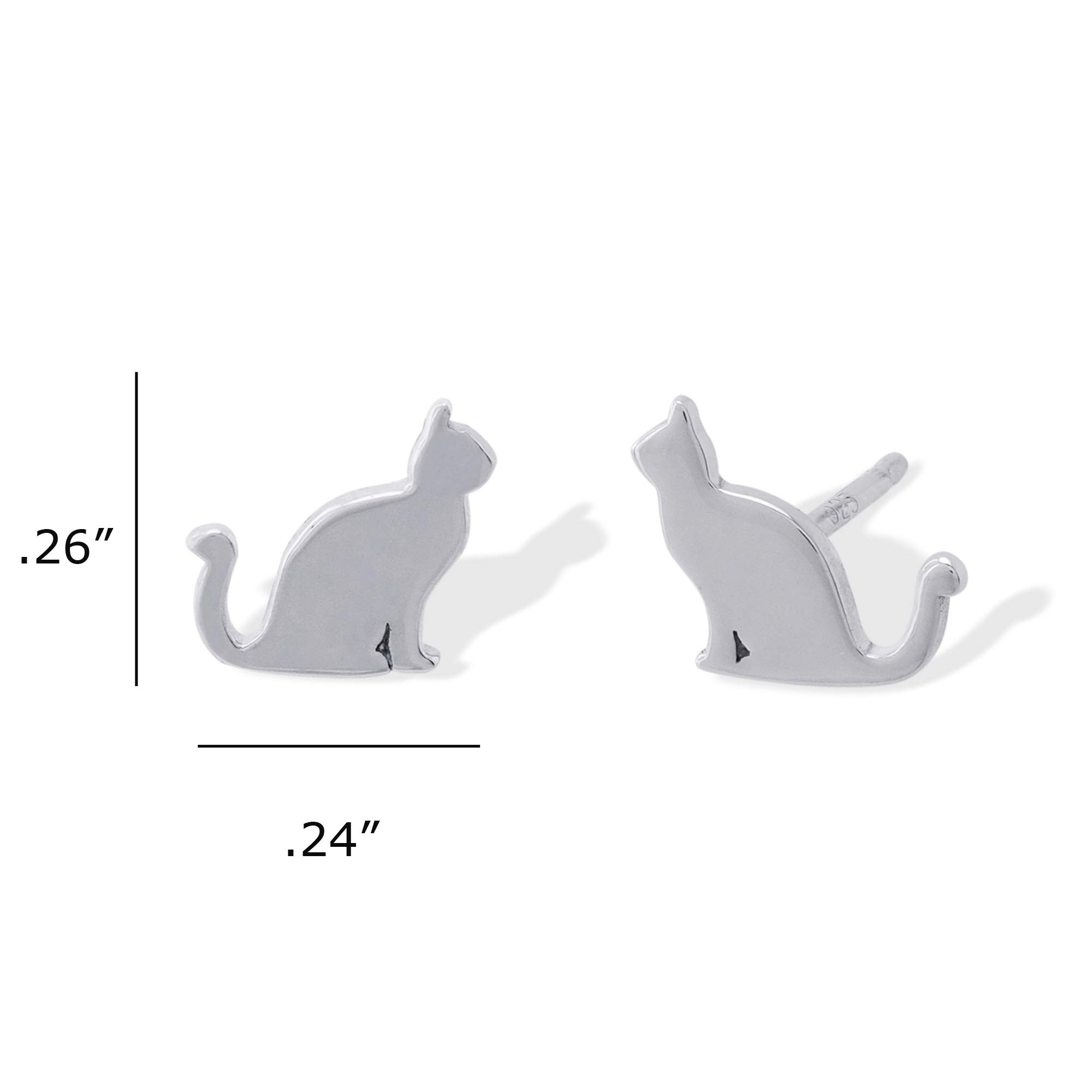 Boma Jewelry Sterling Silver Sitting Cat Stud Earrings