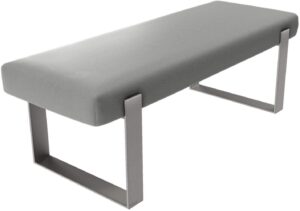 vant upholstered bed bench - light grey - brushed nickel - contemporary modern, accent bench for end of bed, hallway, or entryway