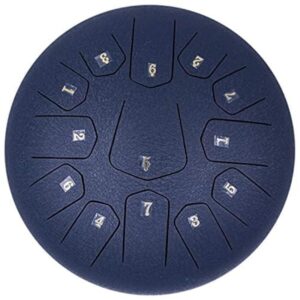 lomuty 12 inches 30 cm steel tongue drum-13 notes c major tuned percussion instrument-handpan drum sets with bag, music book, mallets and finger picks(navy)