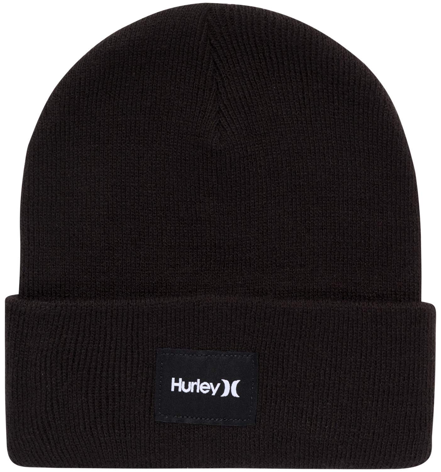 Hurley Men's Winter Hat - Seaward Patch Cuffed Beanie, Size One Size, Black