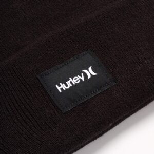 Hurley Men's Winter Hat - Seaward Patch Cuffed Beanie, Size One Size, Black