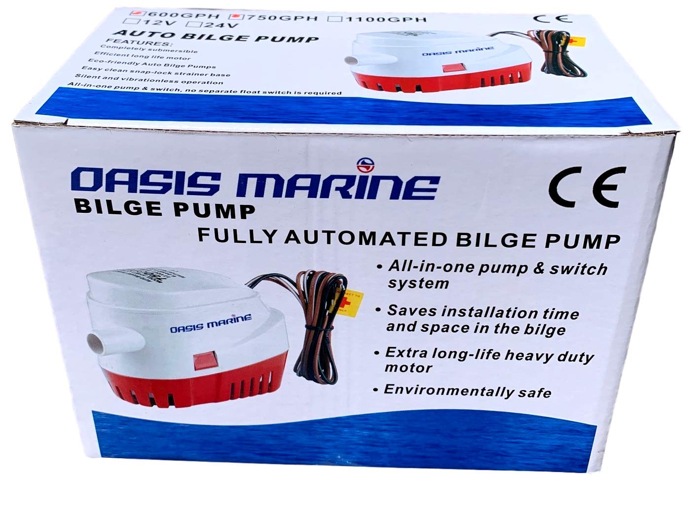 OASIS MARINE Automatic bilge pump (1100 GPH 1-1/8" hose outlet)