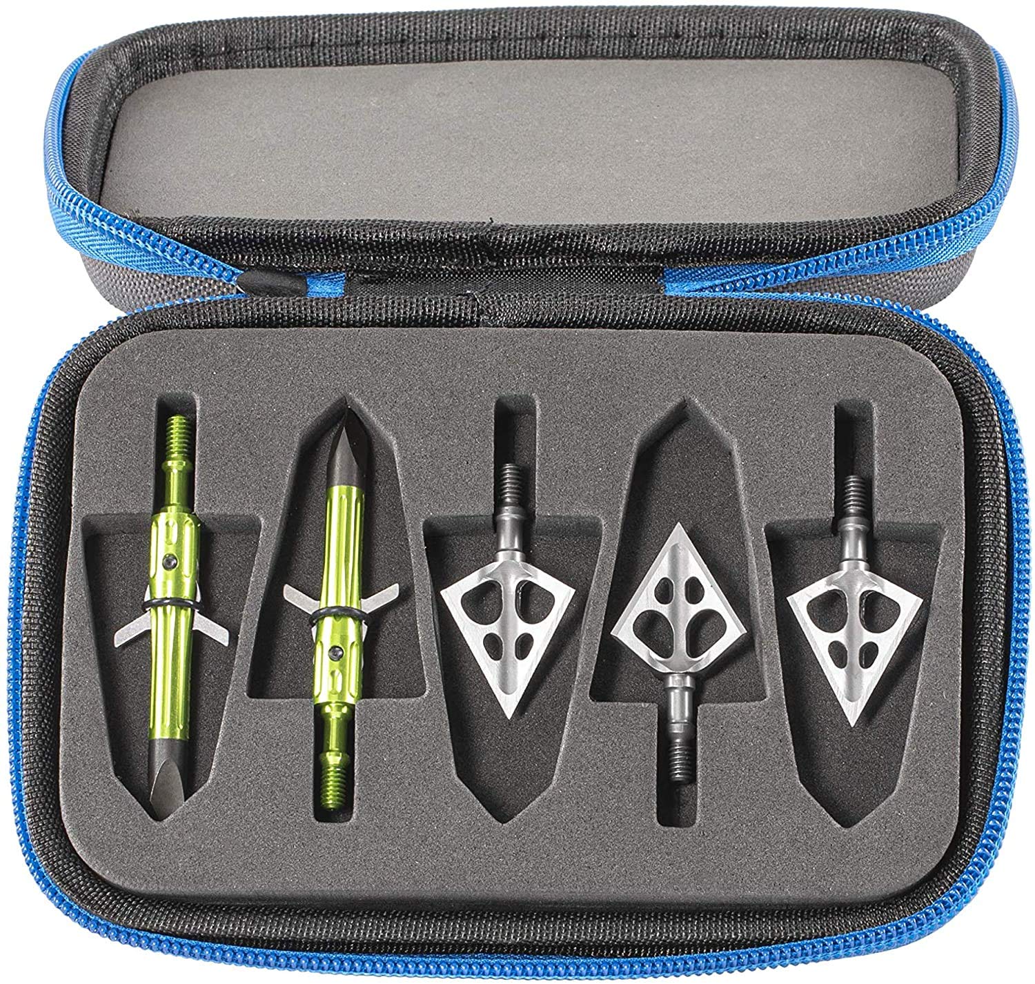 Muzzy Broadheads and Accessory Case, Grey/Blue (601)