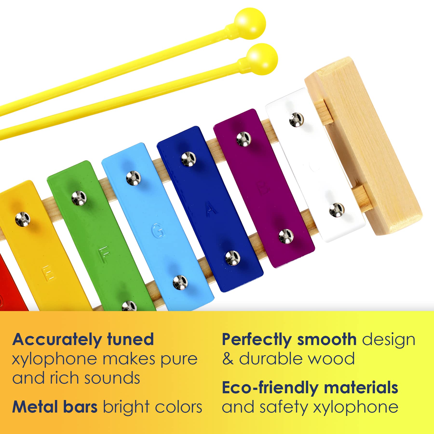 MINIARTIS Xylophone for Kids and Toddlers | 8 Notes Colorful Wooden Xylophone with Mallets and 15 Music Songbook | Kids Musical Instrument Educational Montessori Toys