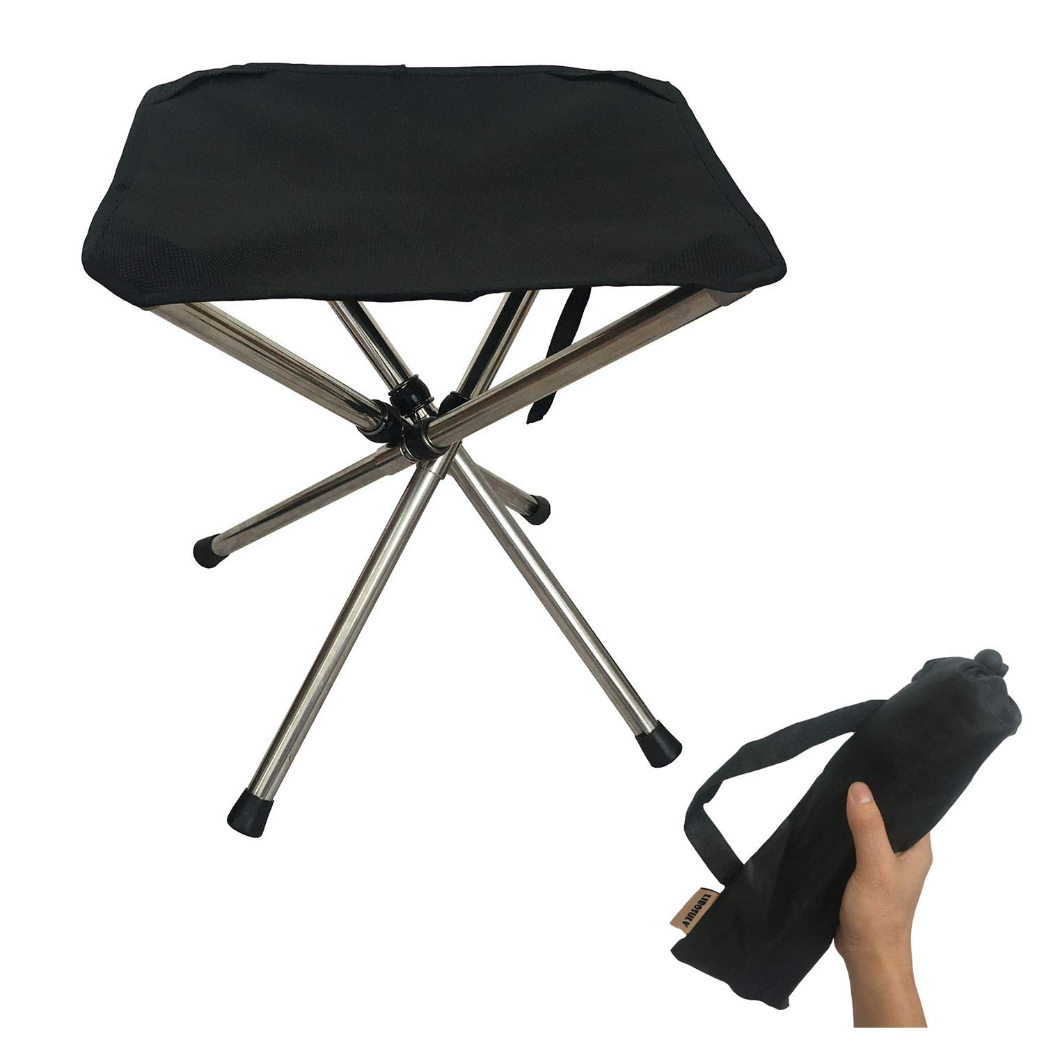 LIBOSULV Folding Camping Stool, Compact Chair, Super Compact, for Travel, Hiking, Camping, Gathering, Barbecue, with Carry Bag, Storage Size 12.99"x2.56"x2.56"