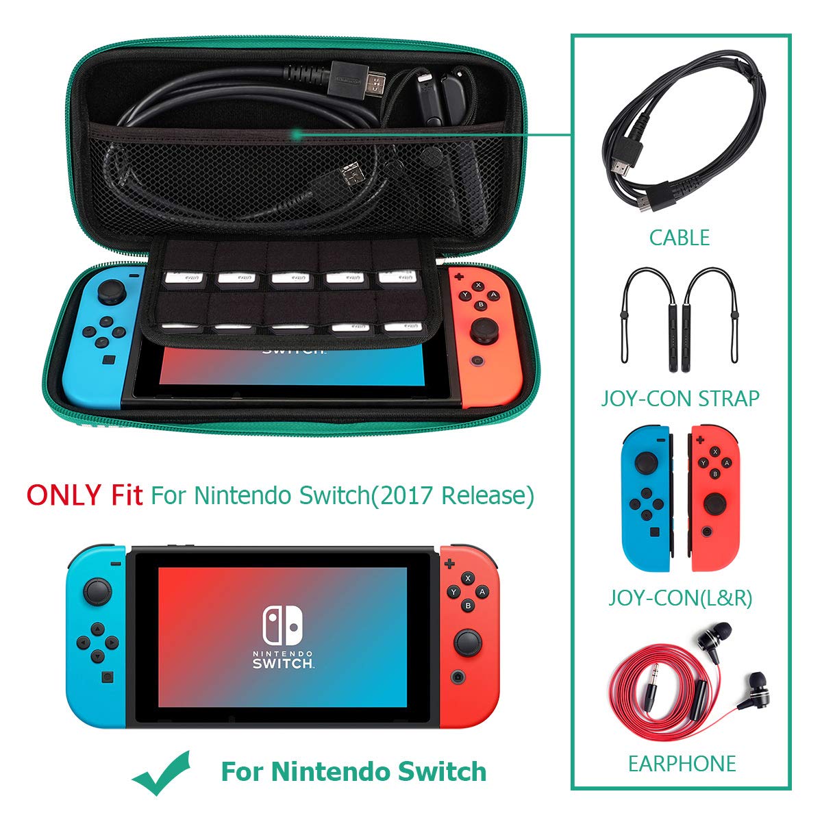 Carrying Case for Nintendo Switch,Travel Carry Cover Hard Shell Storage for Leaf Crossing NS Console and Accessories,Slim Protective Portable Travel Pouch Bag with 10 Game Card Slots for Girls Boys