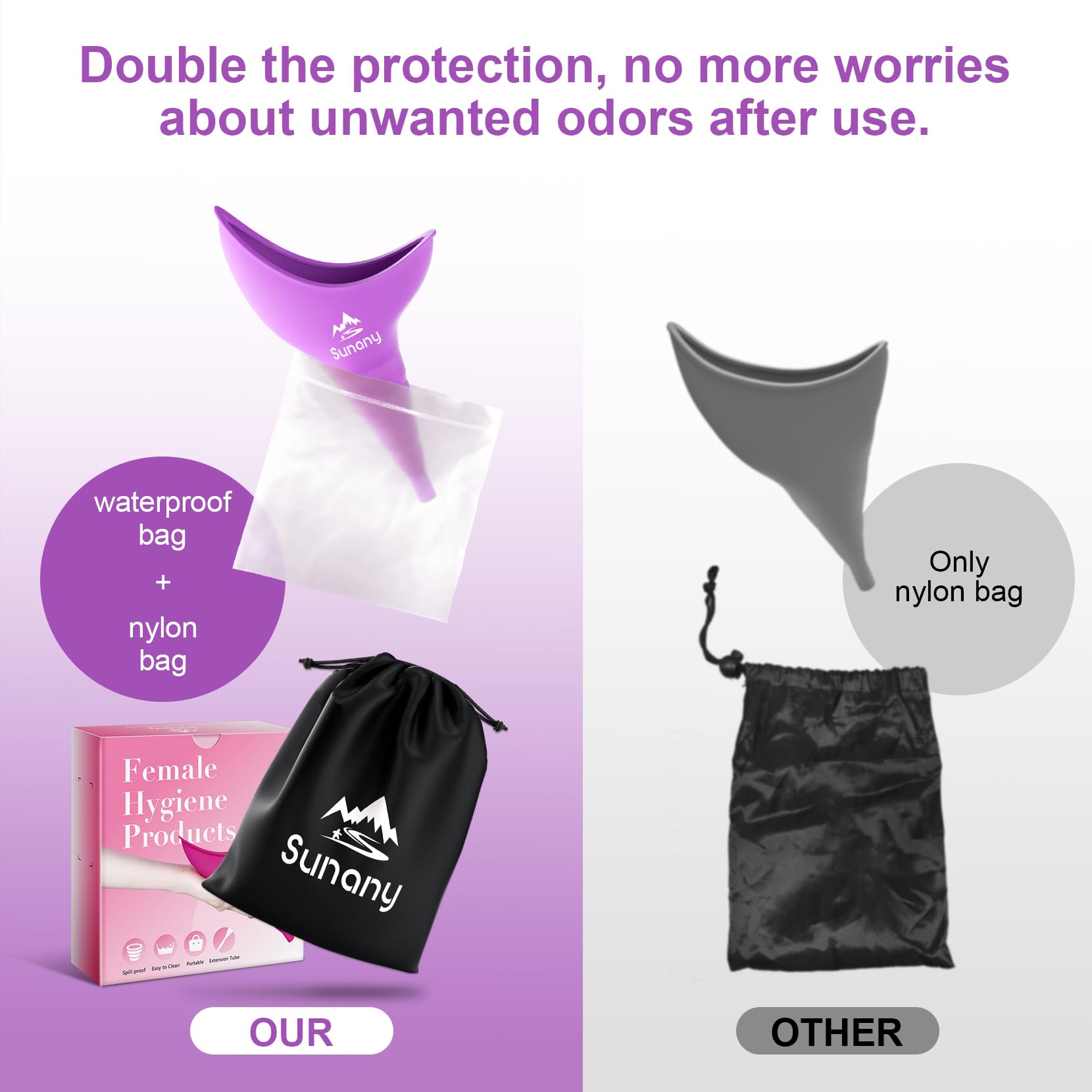 Female Urination Device,Reusable Silicone Female Urinal Foolproof Women Pee Funnel Allows Women to Pee Standing Up,Women's Urinal is The Perfect Companion for Travel and Outdoor (Purple)