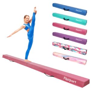 fbsport 8ft balance beam: folding floor gymnastics equipment pu leather for kids adults,non slip rubber base, gymnastics beam for training, practice,professional home training