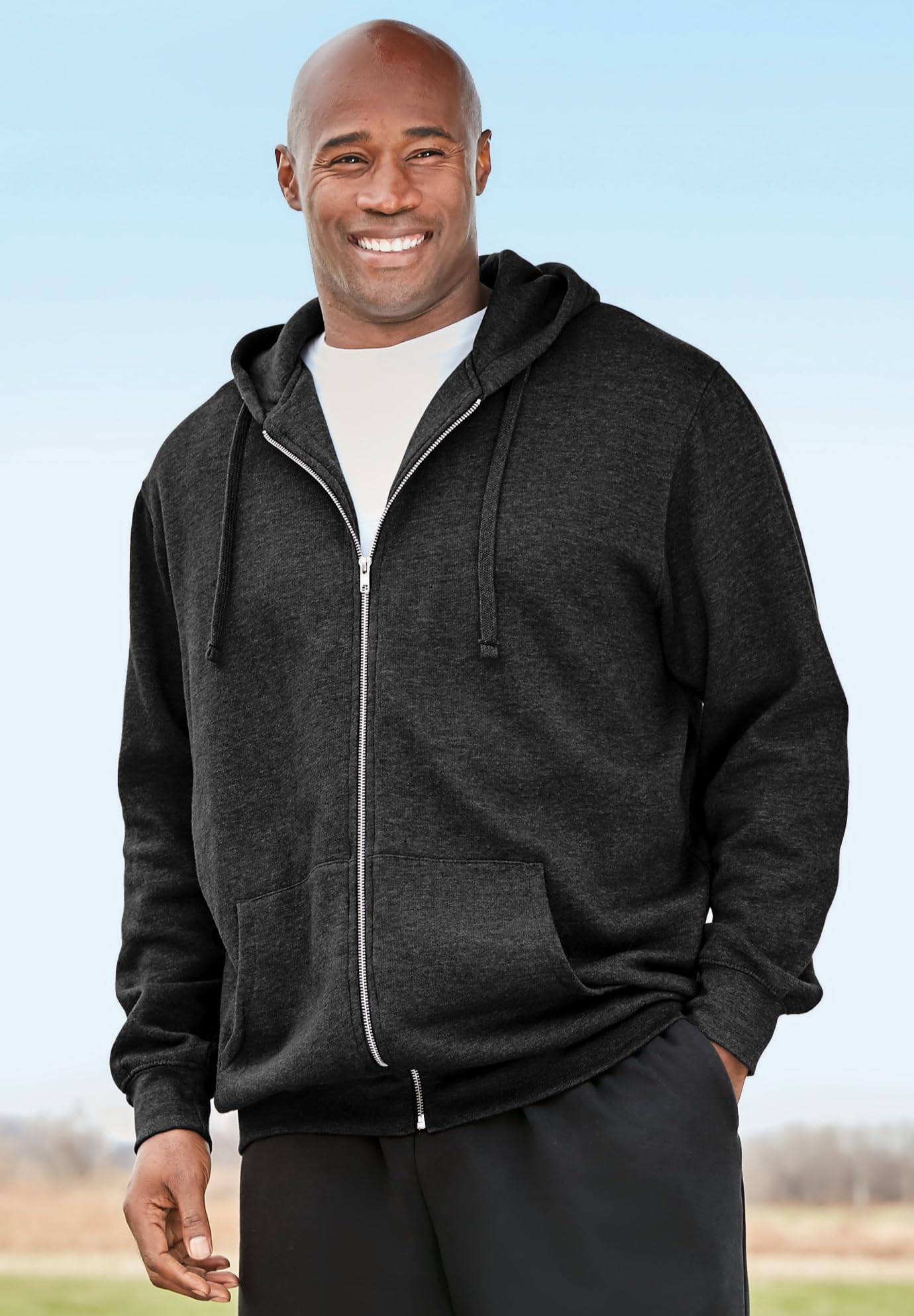 KingSize Men's Big & Tall Fleece Zip-Front Hoodie - 4XL, Heather Midnight Teal