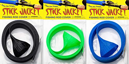 RITE-HITE Orin Briant Stick Jacket Fishing Rod Covers 3 Pack - Spinning Black, Neon Green, & Blue; Keep Your Rod Safe and from Getting Tangled……