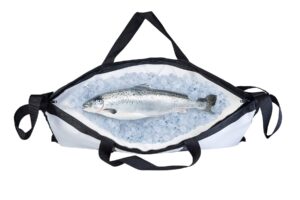 fish fighter 48 inch insulated fish bag, kill bag, fishing cooler, easy to clean & take with you on the boat or shore