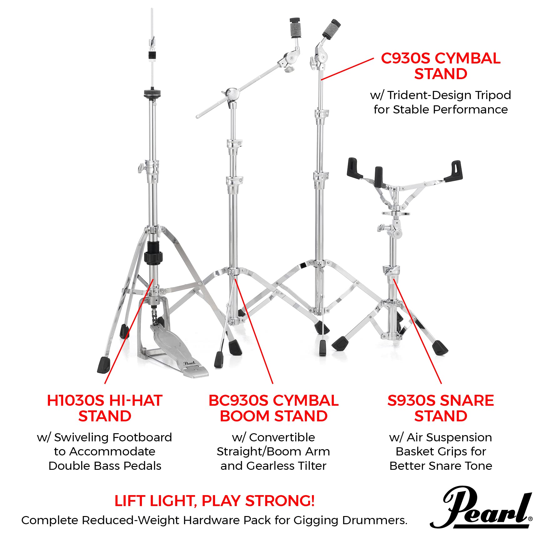 Pearl Drum Hardware Pack, 4 Pc Set (HWP930S)