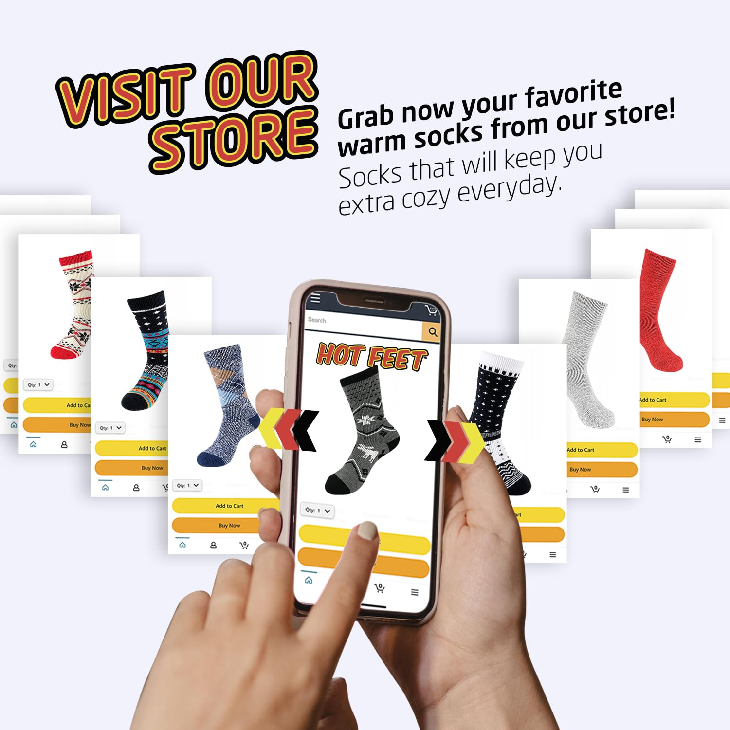 HOT FEET Thermal Socks For Women - Warm & Thick Insulated Crew Socks for Cold Winter Weather, Cute Colorful Womens Warm Socks. Black/Snowflake