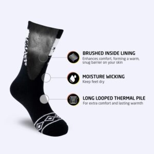 HOT FEET Thermal Socks For Women - Warm & Thick Insulated Crew Socks for Cold Winter Weather, Cute Colorful Womens Warm Socks. Black/Snowflake